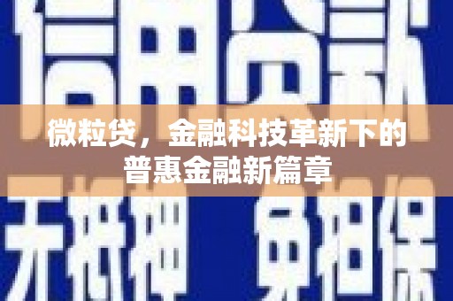 无极微粒贷，金融科技革新下的普惠金融新篇章