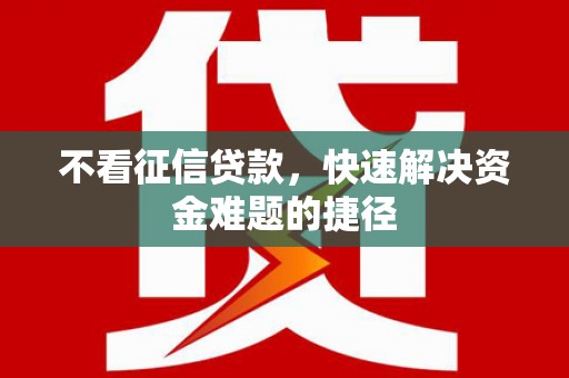 无极不看征信贷款，快速解决资金难题的捷径