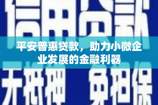 无极平安普惠贷款，助力小微企业发展的金融利器