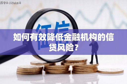 无极如何有效降低金融机构的信贷风险？