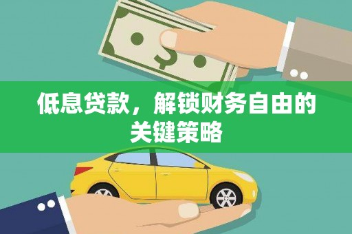无极低息贷款，解锁财务自由的关键策略