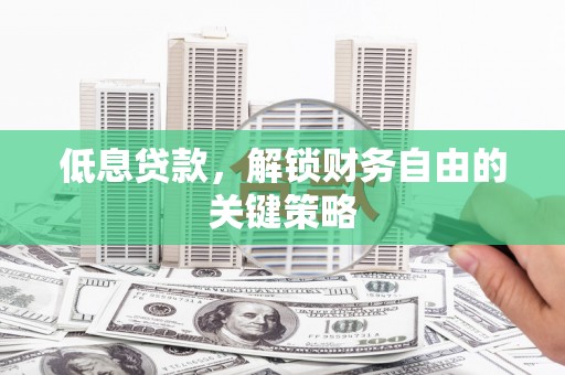 无极低息贷款，解锁财务自由的关键策略