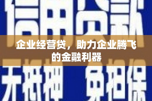 无极企业经营贷，助力企业腾飞的金融利器