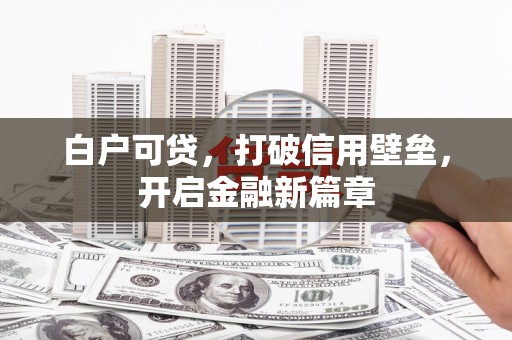 无极白户可贷，打破信用壁垒，开启金融新篇章