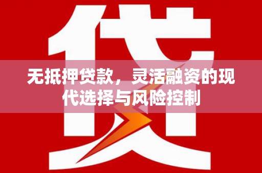 无极无抵押贷款，灵活融资的现代选择与风险控制