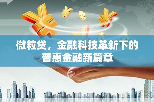 无极微粒贷，金融科技革新下的普惠金融新篇章