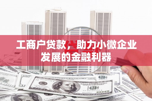 无极工商户贷款，助力小微企业发展的金融利器