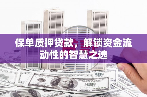无极保单质押贷款，解锁资金流动性的智慧之选
