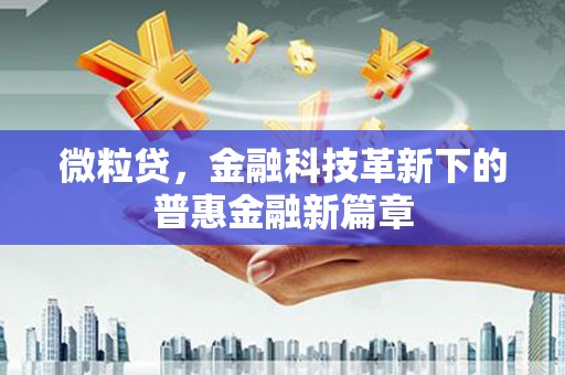 无极微粒贷，金融科技革新下的普惠金融新篇章
