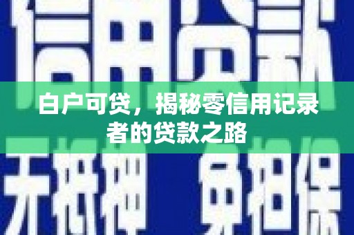 无极白户可贷，揭秘零信用记录者的贷款之路