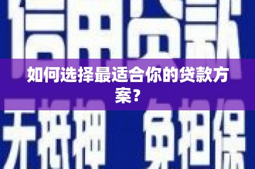 无极如何选择最适合你的贷款方案？